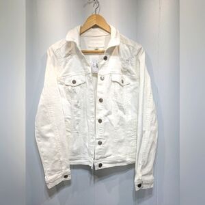 Maurices Jean‎ Jacket In White Distressed Size Medium